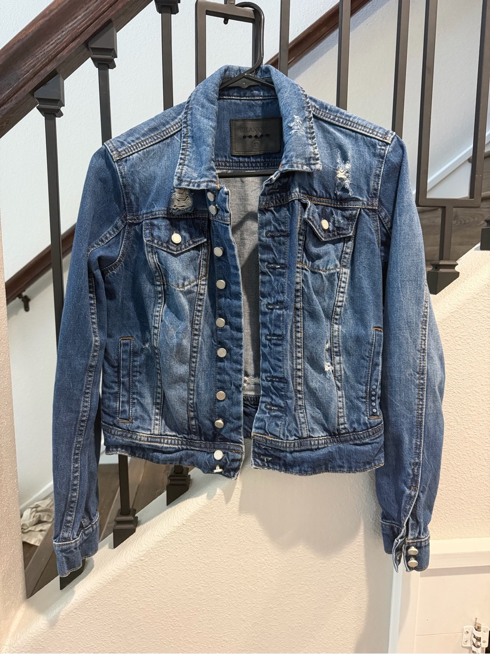 Blank NYC Medium Blue Distressed Denim Jacket